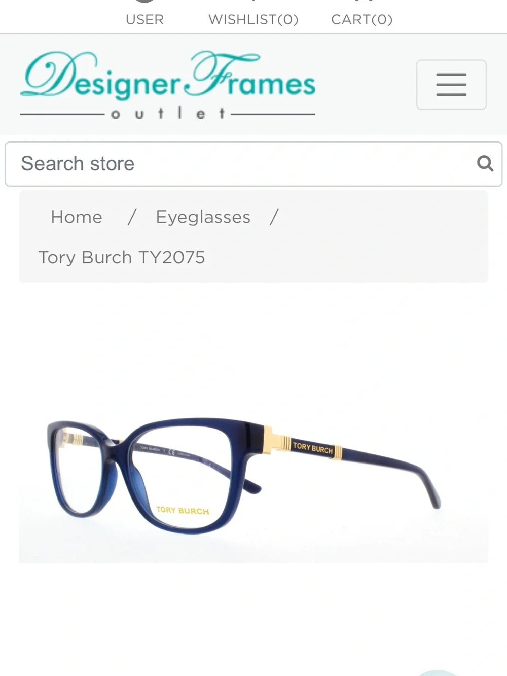 Tory Burch Navy Cat-Eye Glasses with Orange Logo Case
